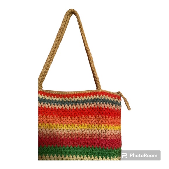 The Sak Woven Crochet Rainbow Colorful Shoulder Bag Tote Purse - Picture 2 of 6